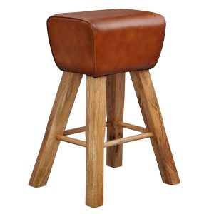 FineBuy Turnbock Barhocker 75 cm Massivholz Barstuhl Leder Tresenstuhl Hocker