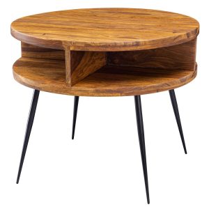 FineBuy Couchtisch Massivholz 60 cm Wohnzimmertisch Sofatisch Rund Tisch Ablage