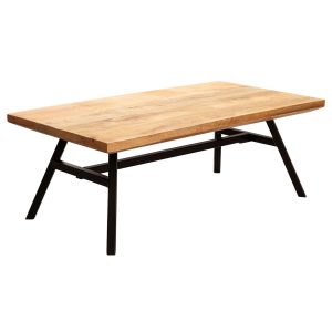 FineBuy Couchtisch Holz Massiv Metall 110x60 cm Wohnzimmertisch Sofatisch Tisch