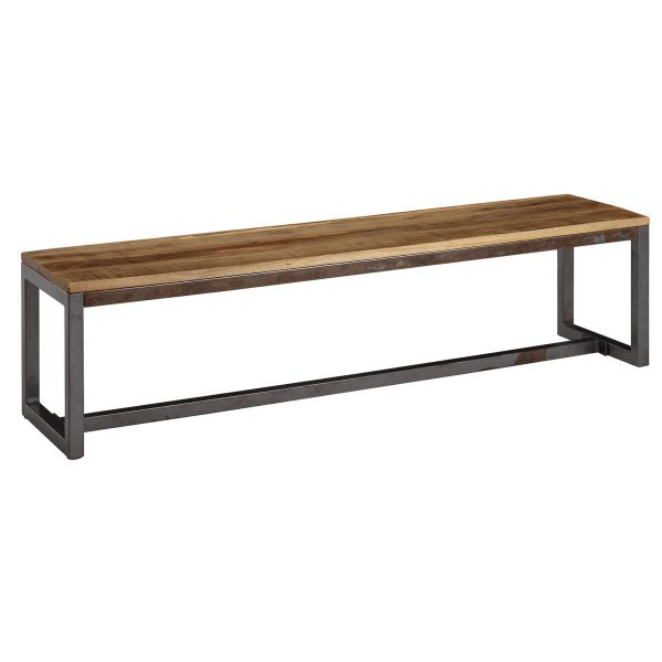 FineBuy Esszimmerbank Mango Massivholz 175x46x45 cm Holzbank Essbank ohne Lehne