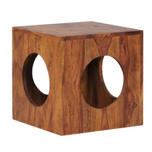 FineBuy Sheesham Beistelltisch 35 x 35 cm Cube Couchtisch Wohnzimmer Tisch Regal