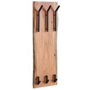 FineBuy Wandgarderobe Holz Metall 100 cm Garderobe Flur Hakenleiste Massivholz