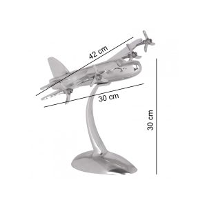 FineBuy Design Deko Flugzeug Propeller aus Aluminium Flieger Farbe Silber NEU
