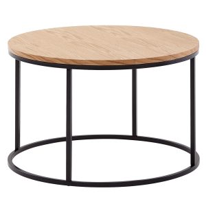 Couchtisch FineBuy Wohnzimmertisch 70x70x45 cm Holz Metall Sofatisch Tisch Rund