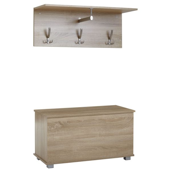 Garderoben Set FineBuy Wandgarderobe Sonoma Eiche Garderobe Flurgarderobe Holz