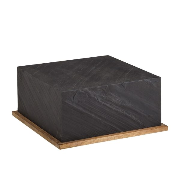 Couchtisch FineBuy Wohnzimmertisch 65x65x30 cm Stein Holz Sofatisch Tisch Modern