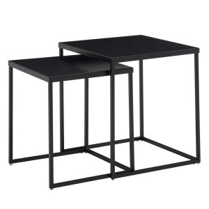 Beistelltisch FineBuy Satztisch Metall 2 teilig Couchtisch Tisch Set Schwarz