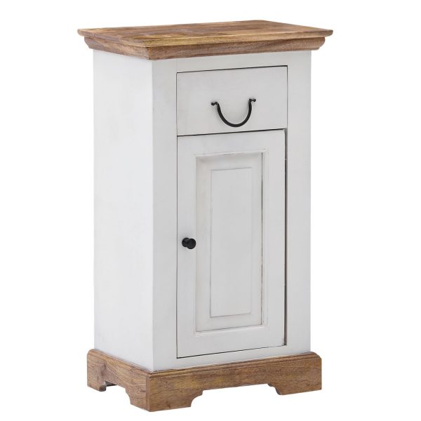 Badschrank FineBuy Badezimmerschrank 47x80x32 cm Holz Weiß Badregal Schrank Bad