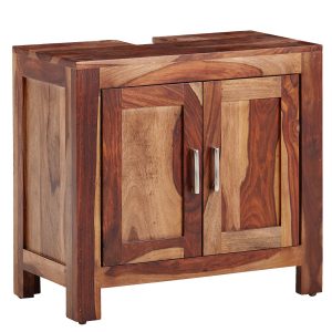 Waschbeckenunterschrank FineBuy Badschrank 65x61x35 cm Unterschrank Holz Massiv