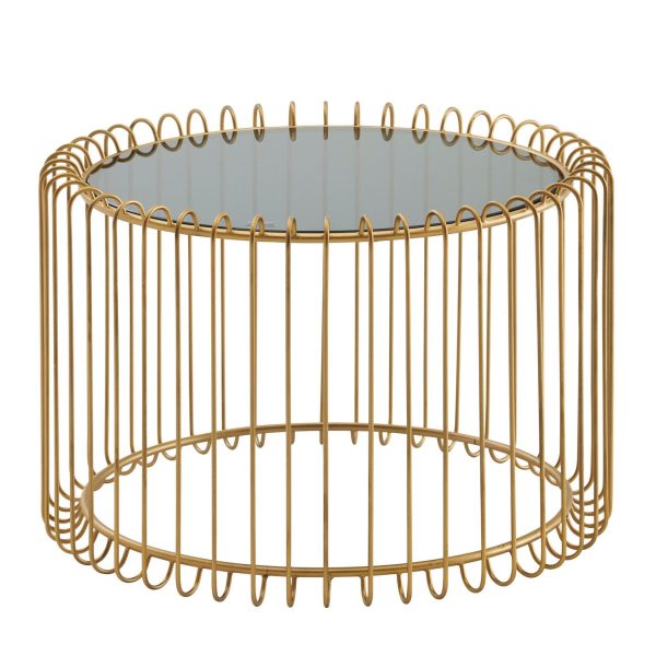 Couchtisch FineBuy Sofatisch Glas Ø 60 cm Drahttisch Wohnzimmertisch Rund