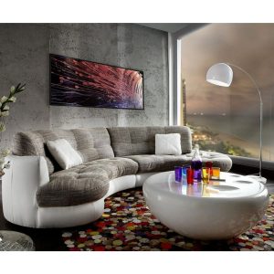 Couch Napoli Hellgrau Weiss 300x95cm Rundsofa inkl. Kissen Sofa