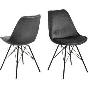 2x Esszimmerstuhl Erin Küchenstuhl Stuhl Set Stühle Polsterstuhl grau schwarz