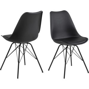 2x Esszimmerstuhl Erin Küchenstuhl Stuhl Set Stühle Polsterstuhl Metall schwarz