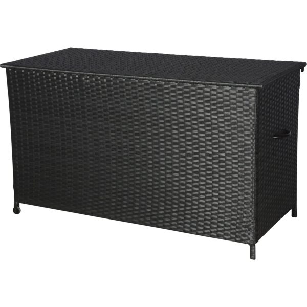 Polyrattan Gartenzubehör Lamar Kissenbox mit Rädern schwarz Auflagenbox Garten