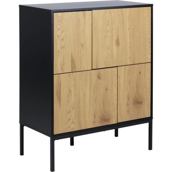 Sideboard Sea Kommode Highboard Anrichte Wohnzimmer Schrank Eiche schwarz Metall