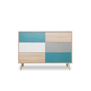 Finori Kommode "Emilia" Sonoma Eiche / Tricolor 6x Schubkästen