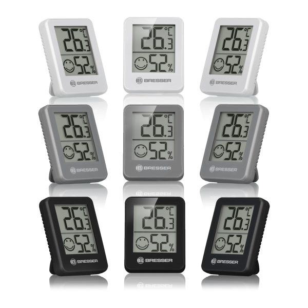BRESSER ClimaTemp Thermo-Hygrometer Indikator 3er Set Farbe: grau