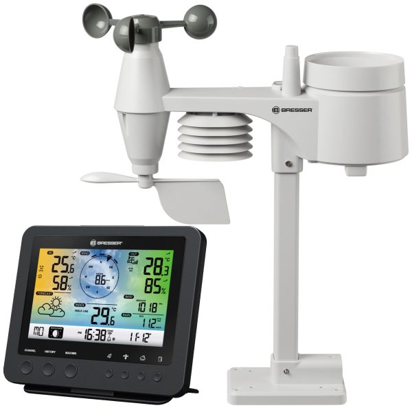 BRESSER WLAN Farbwetterstation mit 5-in-1-Profi-Sensor