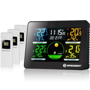 BRESSER Thermo Hygro Quadro NLX - Thermo-/Hygrometer mit 3 Außensensoren