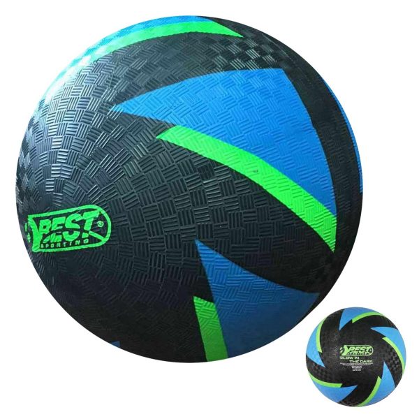 Best Sporting Barfuß Fußball Glow in The Dark I Leichter Ball Größe 5 I schwarz-Blauer Sportball I leuchtender Kickball I Kinder Spielball aus PVC