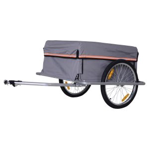 HOMCOM Transportanhänger inklusive Anhängerkupplung grau 140 x 88 x 60 cm (LxBxH)   Fahrradanhänger Cargo-Trailer Lasten-Fahrradanhänger