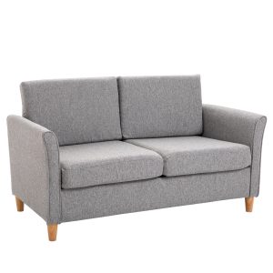 HOMCOM Doppelsofa mit abnehmbaren Kissen hellgrau 141 x 65 x 78 cm (BxTxH)   Stoffsofa Polstersofa Polstermöbel Wohnzimmer