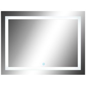 HOMCOM LED Lichtspiegel silber 60 x 80 x 4 cm (BxLxH)   Spiegel Badspiegel Wandspiegel Badezimmerspiegel