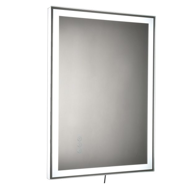 kleankin LED-Spiegel mit Touch-Schalter silber 70 x 3 x 50 cm (BxTxH)   Badspiegel mit LED Wandspiegel Badezimmerspiegel