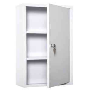 kleankin Medizinschrank weiß 40 x 18 x 60 cm (BxTxH)   Arzneischrank Erste Hilfe Schrank mit Schloss