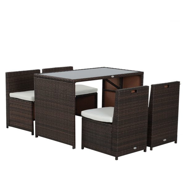 Outsunny Polyrattan Garnitur als 5-teiliges Set braun