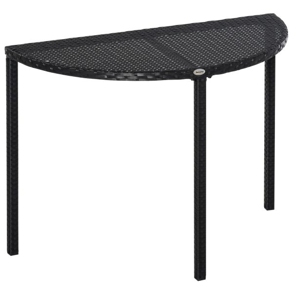 Outsunny Rattan Balkontisch halbrund schwarz 100 x 50 x 74 cm (LxBxH)   Beistelltisch Gartenmöbel Polyrattan Gartentisch