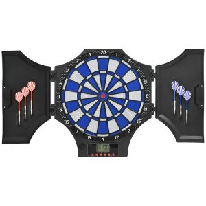 SPORTNOW Elektronische Dartscheibe mit Sprachansagefunktion und Pfeilen schwarz 83L x 45B x 4H cm   elektronische dartscheibe mit sprachansagefunktion