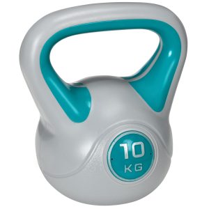 SPORTNOW Kettlebell mit Griff blau 22L x 16B x 26H cm   kettlebell 10 kg  kugelhantel  schwunghantel  gewichtkugel