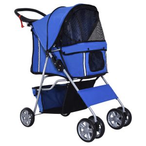 PawHut Hundebuggy mit Gitternetz blau 75 x 45 x 97 cm (LxBxH)   Hundewagen Hunde Stroller Pet-Stroller Buggy