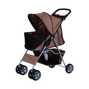 PawHut Pet Stroller mit Gitternetz kaffeebraun 75 x 45 x 97 cm (LxBxH)   Hundewagen Hunde Stroller Hundebuggy Buggy