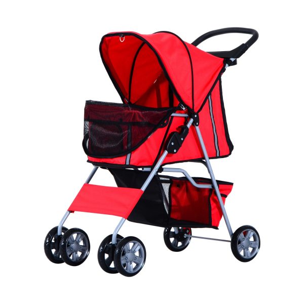 PawHut Hunde Stroller mit Gitternetz rot 75 x 45 x 97 cm (LxBxH)   Hundebuggy Hundewagen Pet-Stroller Buggy