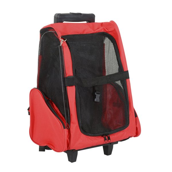 PawHut 2 in 1 Hundetasche als Trolley oder Rucksack verwendbar rot-schwarz 35 x 27 x 49 cm (LxBxH)   Tragetasche Hunde Trolley Rucksack Trolley Box