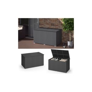 Oskar XXL Polyrattan Kissenbox 950L Auflagenbox Anthrazit Gartenbox Gartentruhe