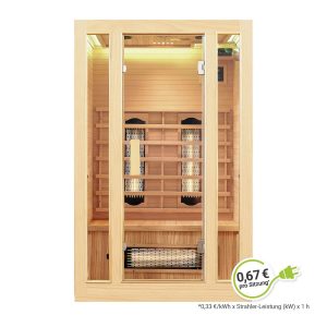 Artsauna Infrarotkabine Nyborg S120V Vollspektrumstrahler & Ambiente LED Beleuchtung – Kabine für 2