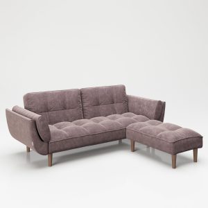 PLAYBOY - SET Sofa mit Fussablage "SCARLETT" gepolsterte Couch mit Bettfunktion