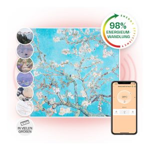 Wonderwall Air Art Smart Infrarotheizung 60x60cm 350W Wandinstallation App-Steuerung Mandelblüten