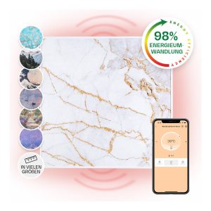 Wonderwall Air Art Smart Infrarotheizung 60x60cm 350W Wandinstallation App-Steuerung Marmor I