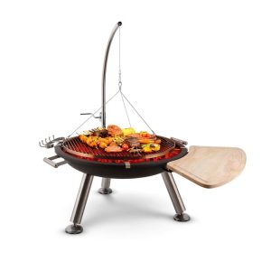 Turion Galgen-Schwenkgrill Feuerschale Ø80cm BBQ Seilzug Edelstahl