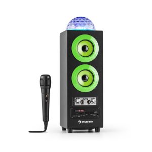 DiscoStar portabler 2.1-Bluetooth-Lautsprecher USB Akku LED Mikro