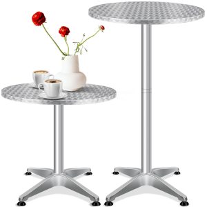 KESSER® - 2in1 Stehtisch Bistrotisch Aluminium Edelstahlplatte   höhenverstellbar   70cm / 115cm   Partytisch Tisch Ø 60cm   In- & Outdoor   Hochzeit   Empfangstisch   4 Standfüße