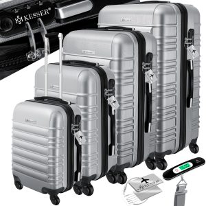 KESSER® 4tlg. Hartschalenkofferset Hartschalenkoffer Reisekoffer Set Reisekofferset Trolley Koffer Inkl. Kofferwaage + Gepäckanhänger Rollkoffer Schloss 4 Rollen ABS-Hartschale Teleskopgriff S-M-L-XL