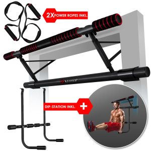 KESSER® 4in1 Premium Klimmzugstange inkl. DIP-Station & Power Ropes