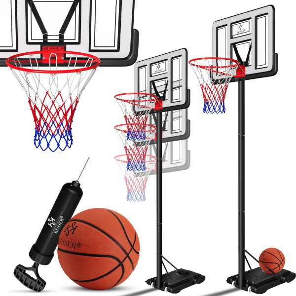 KESSER® Basketballkorb Premium mit Ständer Rollen Inkl. Basketball + Pumpe verstellbare Korbhöhe 230 bis 305 cm höhenverstellbar Korbanlage Outdoor komplett Basketballanlage für Erwachsene Kinder