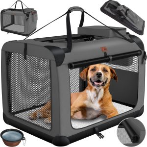 LOVPET® Hundebox Hundetransportbox faltbar Inkl.Hundenapf Transporttasche Hundetasche Transportbox für Haustiere