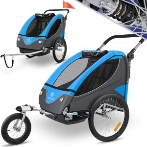 KESSER® Cruiser Kinderanhänger Fahrradanhänger 360° Drehbar mit Federung 2in1 Joggerfunktion Kinderfahrradanhänger + 5-Punkt Gurt Jogger Fahrrad Anhänger für 1 bis 2 Kinder max. 40kg